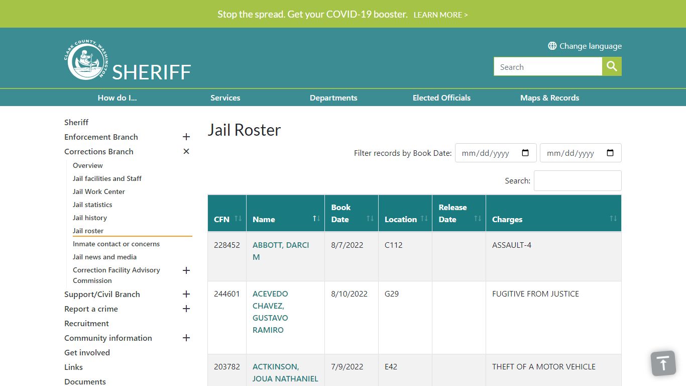 Jail Roster | Clark County